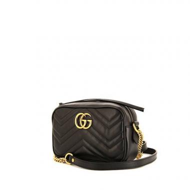 Gucci GG Marmont mini shoulder bag in black quilted leather