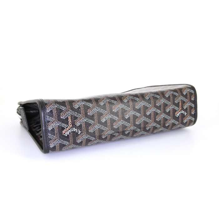 Pochette Goyard Jouvence en toile Goyardine noire et cuir noir - Detail D4