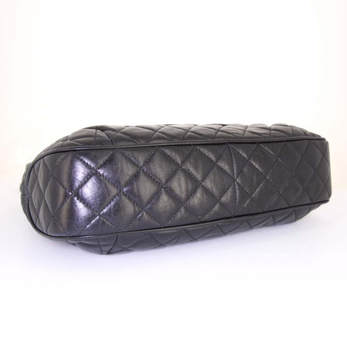 Borsa Chanel Timeless Maxi Jumbo in pelle martellata e trapuntata nera - Detail D5