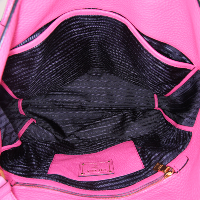 Prada shopping bag in pink grained leather - Detail D3