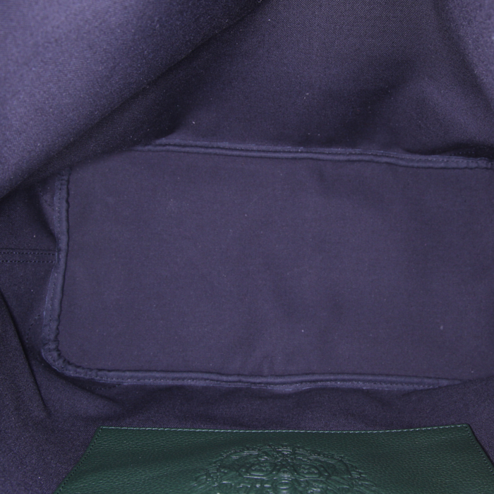 Sac cabas Fauré Le Page petit modèle en toile monogram bicolore vert-kaki et jaune et cuir vert-kaki - Detail D2