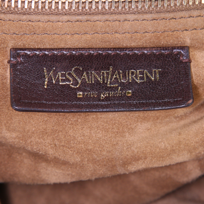Bolso de mano Yves Saint Laurent Muse Two modelo mediano en cuero marrón y ante marrón - Detail D3