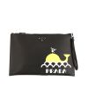 Prada pouch in black leather - 360 thumbnail