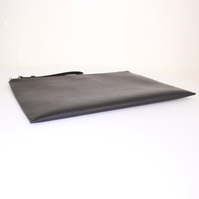 Pochette Prada en cuir noir - Detail D5