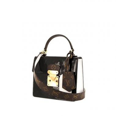 Borsa a tracolla Louis Vuitton Spring Street in pelle verniciata monogram nera e pelle Epi bianca