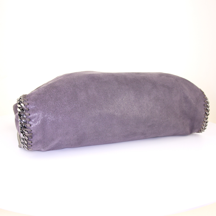 Stella McCartney Falabella Fold Over bag worn on the shoulder or carried in the hand in grey canvas - Detail D4