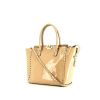 Valentino Rockstud trapeze handbag in beige patent leather - 00pp thumbnail