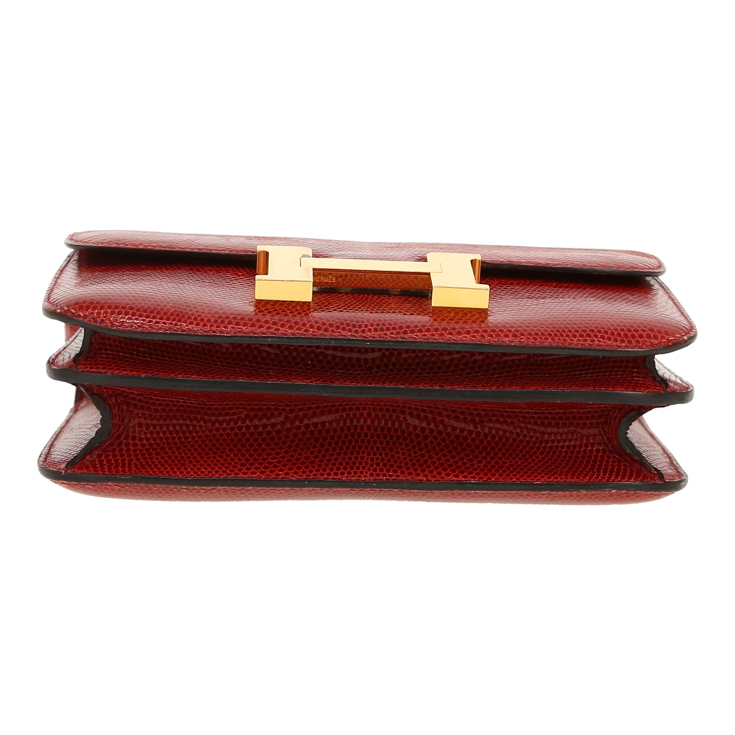 Borsa a tracolla Hermès  Constance in lucertola rossa - Detail D1