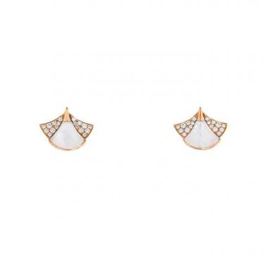 Bulgari Divas' Dream small earrings in pink gold,  diamonds and mother of pearl