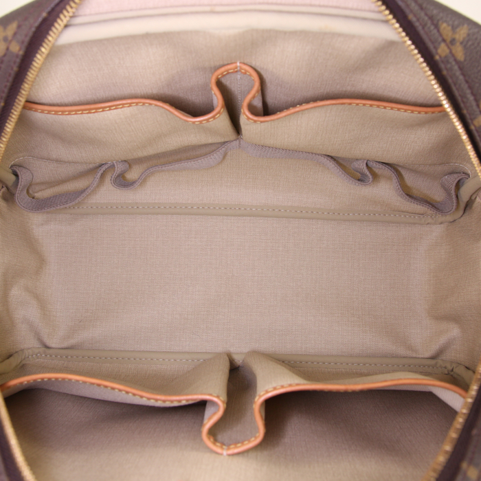Sac à main Louis Vuitton Deauville en toile monogram marron et cuir naturel - Detail D2