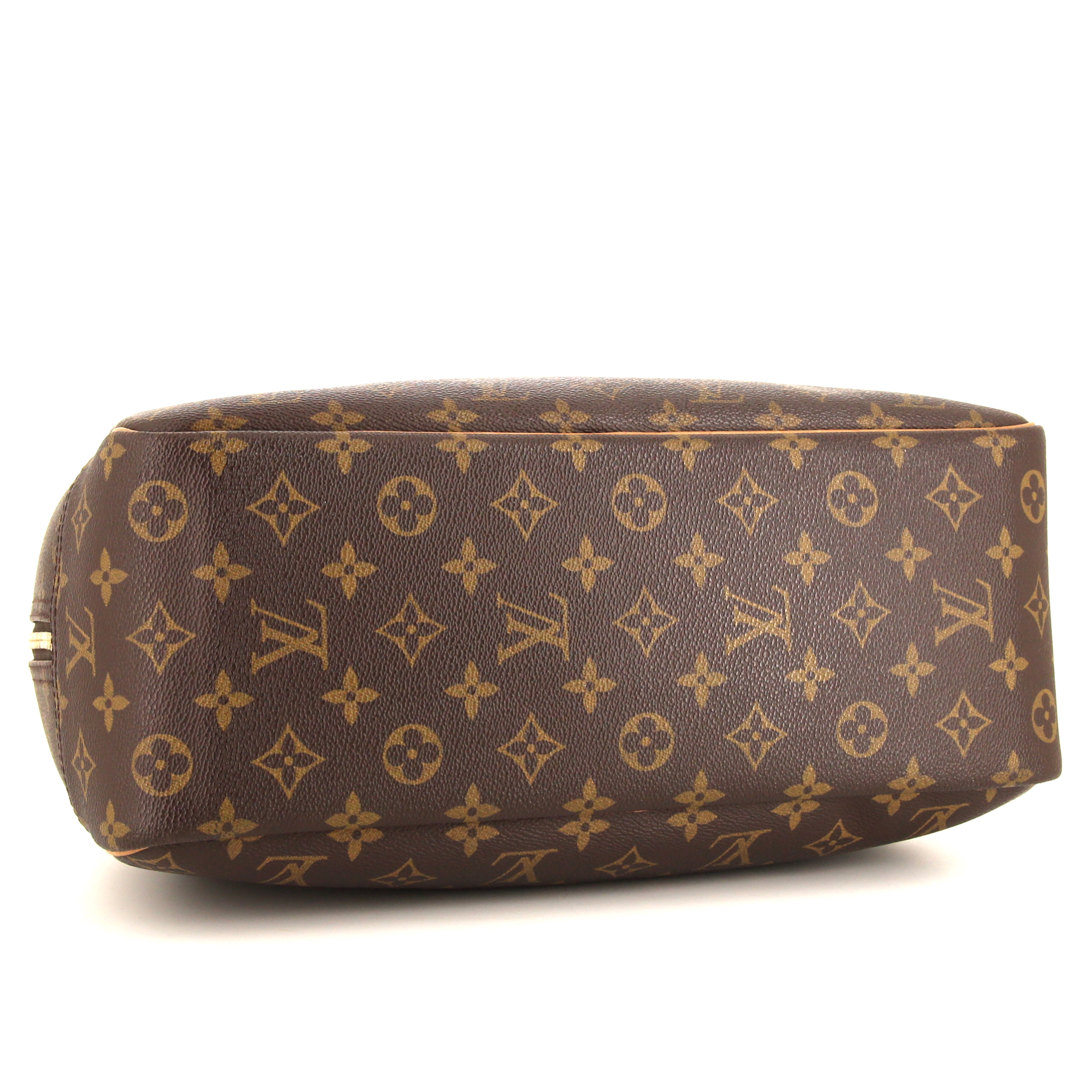 Borsa Louis Vuitton Deauville in tela monogram marrone e pelle naturale - Detail D4