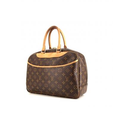 Sac à main Louis Vuitton Deauville en toile monogram marron et cuir naturel