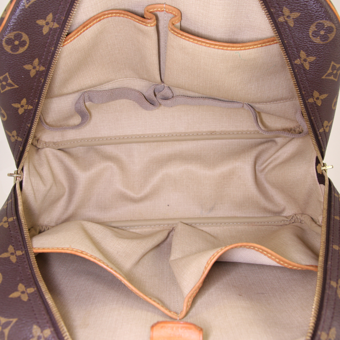 Sac à main Louis Vuitton Deauville en toile monogram marron et cuir naturel - Detail D2
