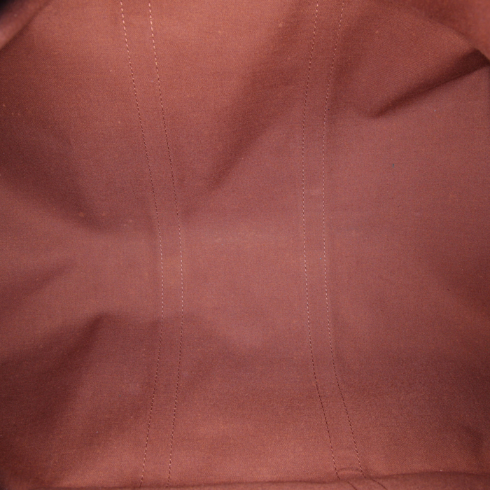 Sac de voyage Louis Vuitton Keepall 55 cm en toile monogram marron et cuir naturel - Detail D2
