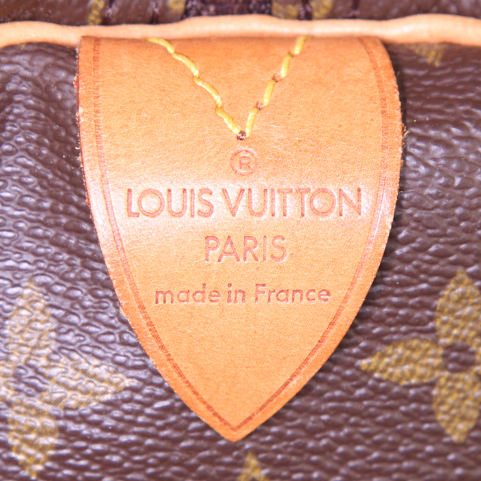 Louis Vuitton Keepall 55 cm travel bag in brown monogram canvas and natural leather - Detail D3