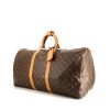 Borsa da viaggio Louis Vuitton Keepall 55 cm in tela monogram marrone e pelle naturale - 00pp thumbnail