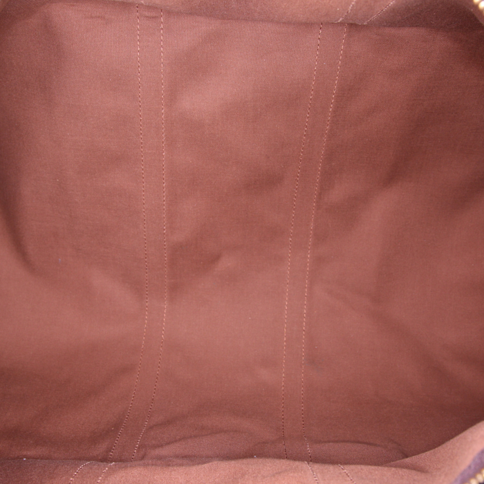 Sac de voyage Louis Vuitton Keepall 55 cm en toile monogram marron et cuir naturel - Detail D2