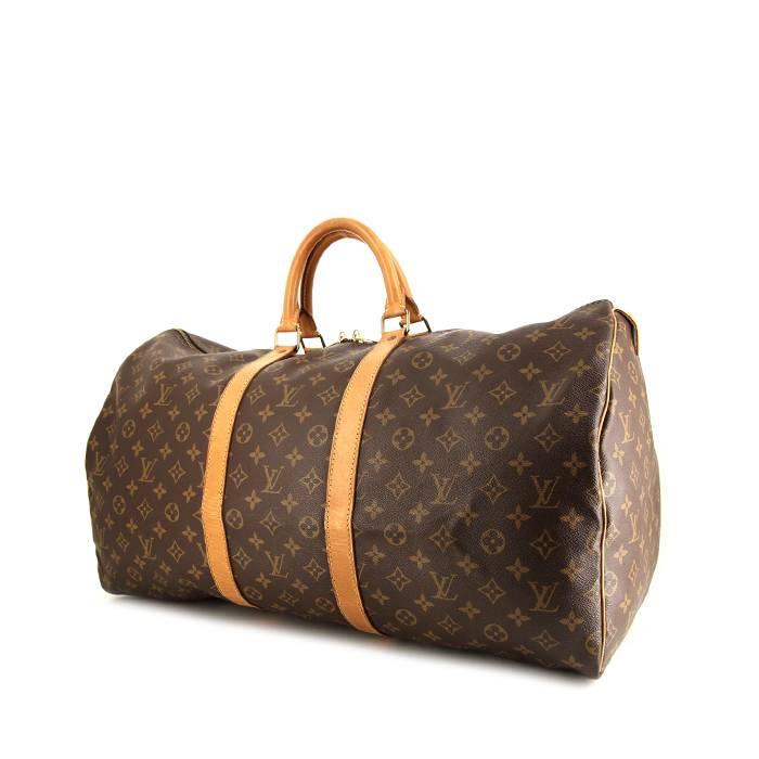 Leather travel bag Louis Vuitton Brown in Cloth - 32124115