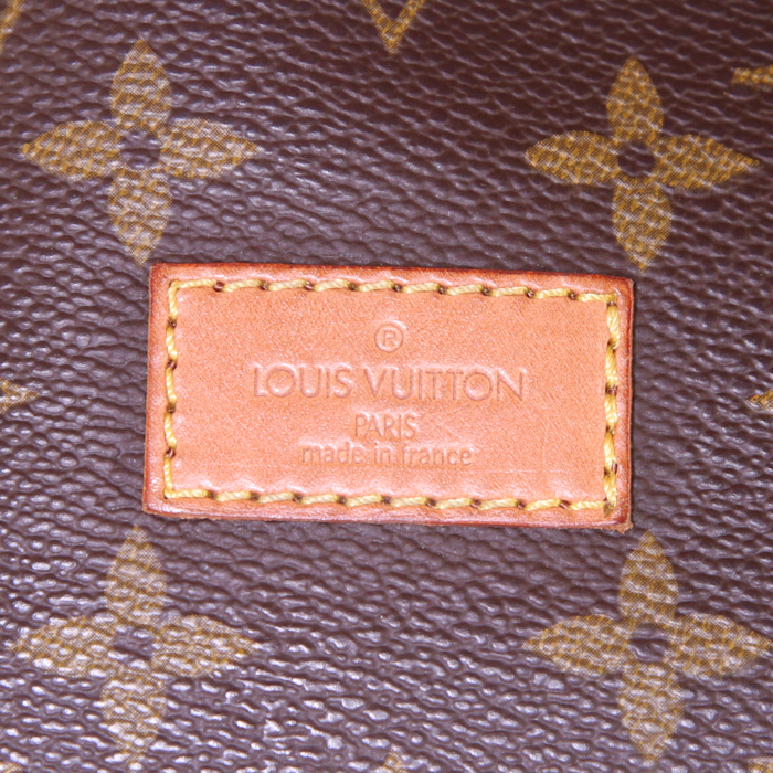 Bolso bandolera Louis Vuitton Saumur modelo pequeño en lona Monogram revestida marrón y cuero natural - Detail D3