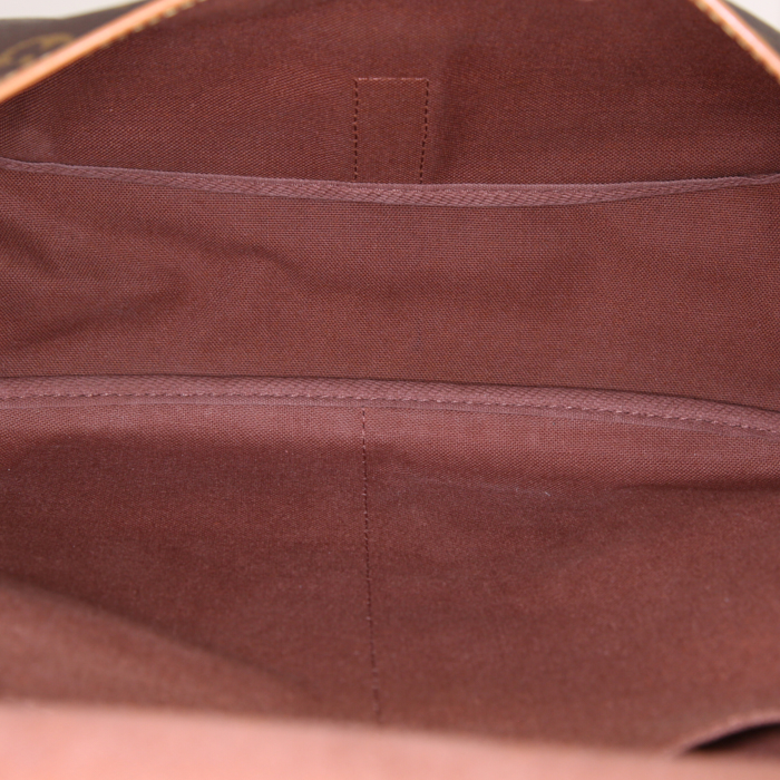 Bolso bandolera Louis Vuitton Saumur modelo grande en lona Monogram revestida marrón y cuero natural - Detail D3