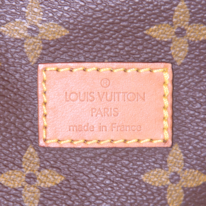 Borsa a tracolla Louis Vuitton Saumur modello grande in tela monogram cerata marrone e pelle naturale - Detail D3