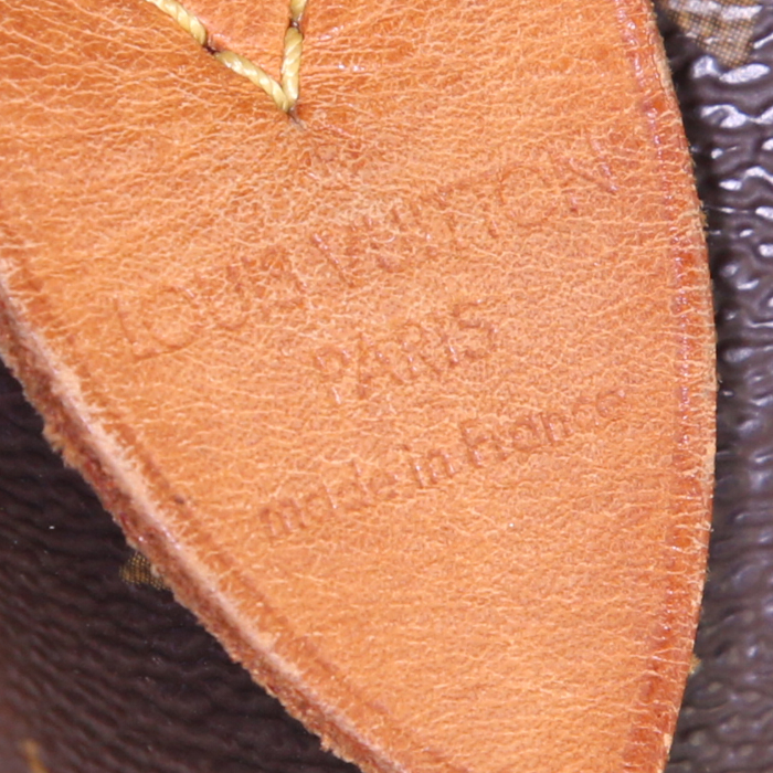 Borsa Louis Vuitton Speedy 30 in tela monogram marrone e pelle naturale - Detail D3