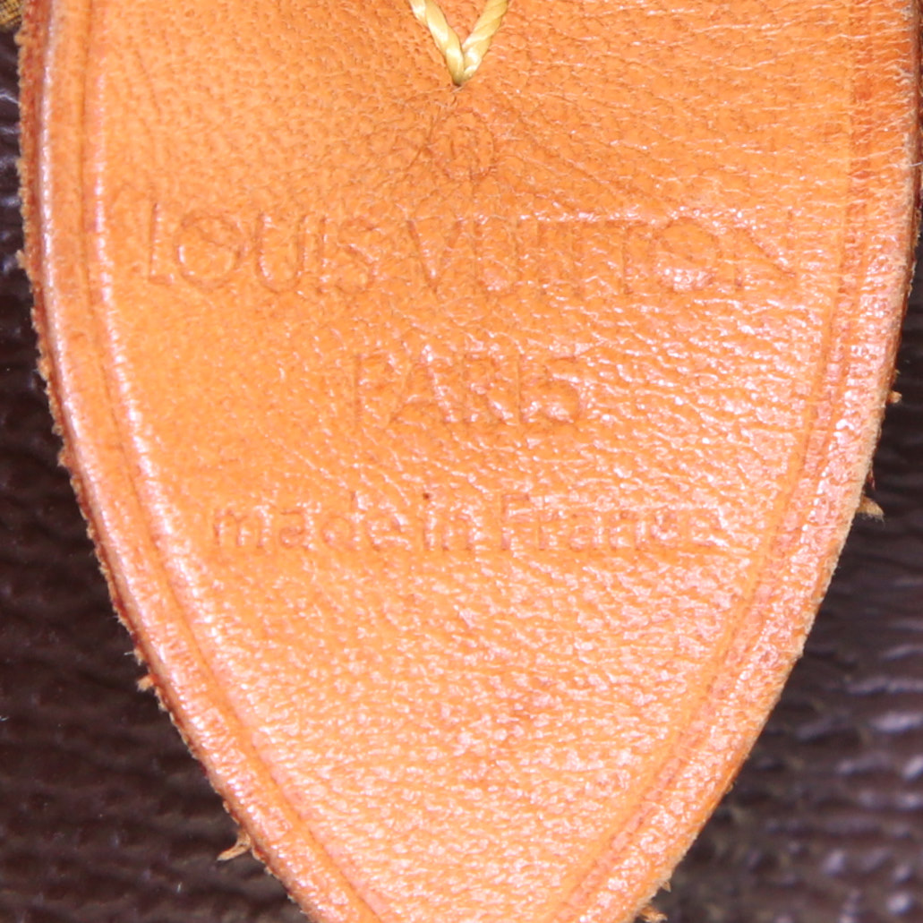 Borsa Louis Vuitton Speedy 30 in tela monogram marrone e pelle naturale - Detail D3