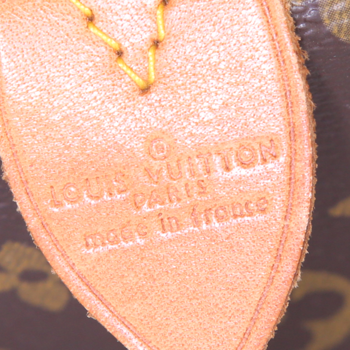 Bolso de mano Louis Vuitton Speedy 40 cm en lona Monogram revestida marrón y cuero natural - Detail D3