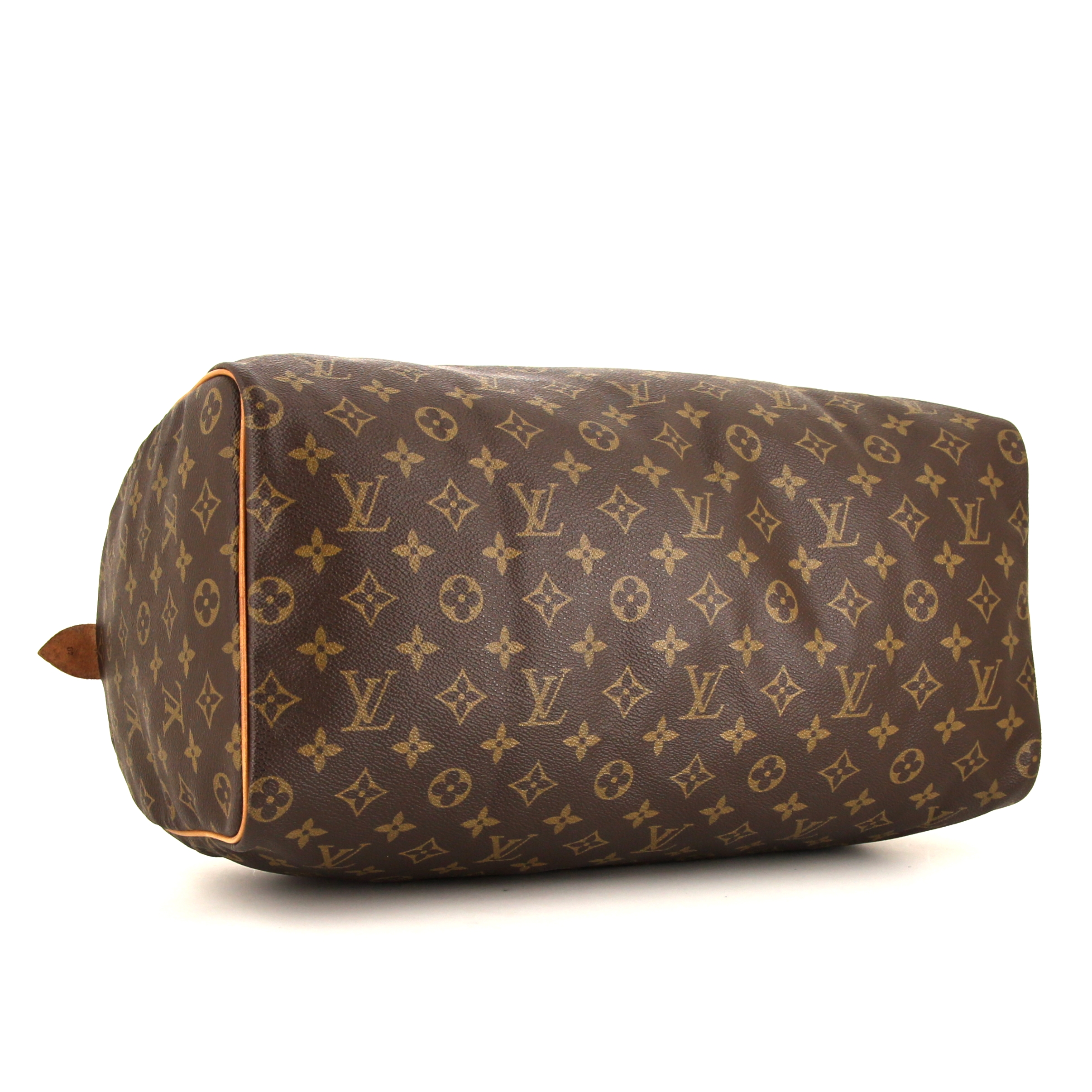 Sac à main Louis Vuitton Speedy 40 cm en toile monogram enduite marron et cuir naturel - Detail D4