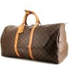 Borsa da viaggio Louis Vuitton  Keepall 55 in tela monogram marrone e pelle naturale - 00pp thumbnail