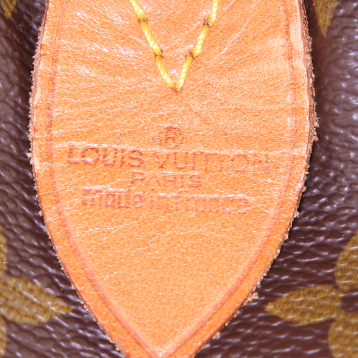 Borsa da viaggio Louis Vuitton  Keepall 55 in tela monogram marrone e pelle naturale - Detail D3