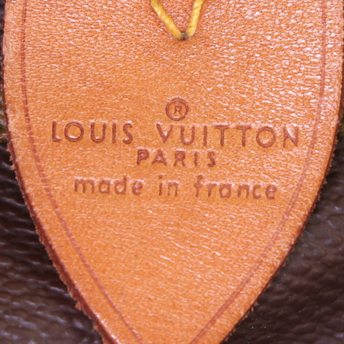 Sac de voyage Louis Vuitton Keepall 60 cm en toile monogram marron et cuir naturel - Detail D3