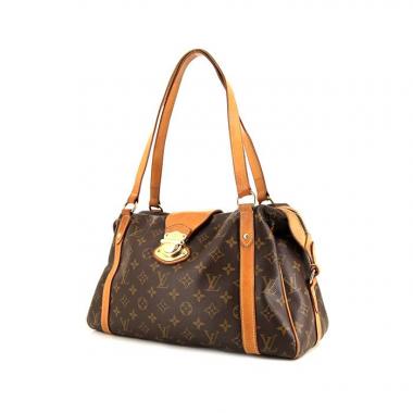 Bolso de mano Louis Vuitton Stresa en lona Monogram marrón y cuero natural