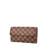 Portafogli Louis Vuitton Sarah in tela cerata con motivo a scacchi ebano e pelle marrone - 00pp thumbnail