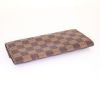 Louis Vuitton Sarah wallet in ebene damier canvas and brown leather - Detail D4 thumbnail