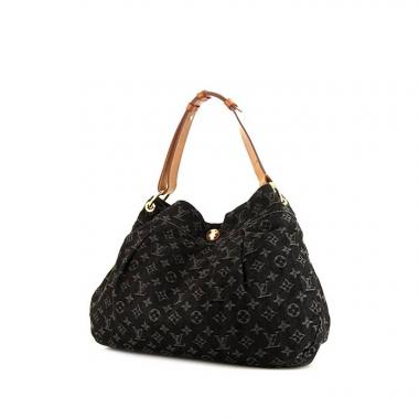 Bolso de mano Louis Vuitton Daily en lona denim Monogram negra y cuero natural