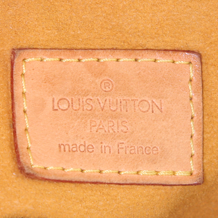 Sac à main Louis Vuitton Baggy en toile denim monogrammée bleue et cuir naturel - Detail D3