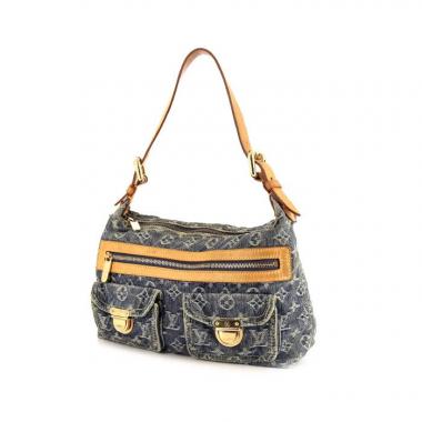 Bolso de mano Louis Vuitton Baggy en lona denim Monogram azul y cuero natural