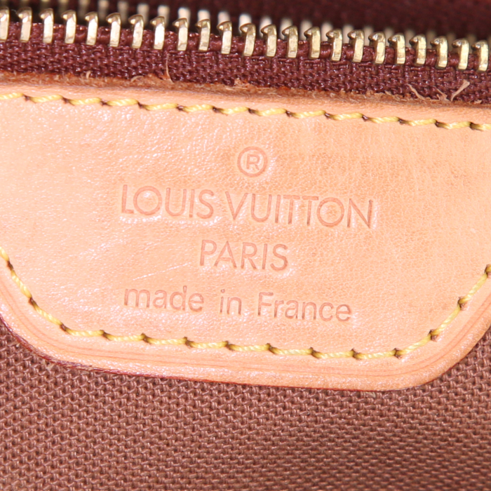 Shopping bag Louis Vuitton Piano in tela monogram marrone e pelle naturale - Detail D3