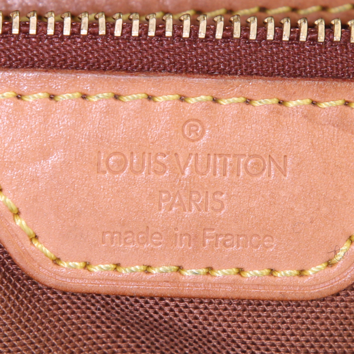 Bolso Cabás Louis Vuitton Piano en lona Monogram revestida marrón y cuero natural - Detail D3