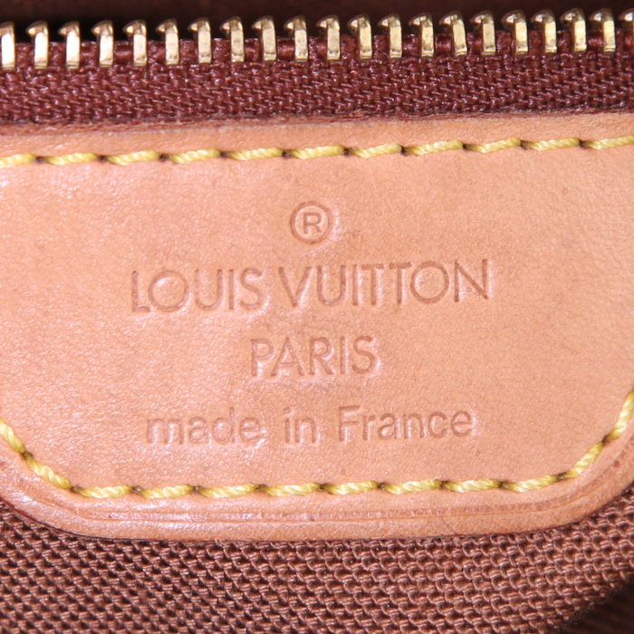 Shopping bag Louis Vuitton Piano in tela monogram cerata marrone e pelle naturale - Detail D3