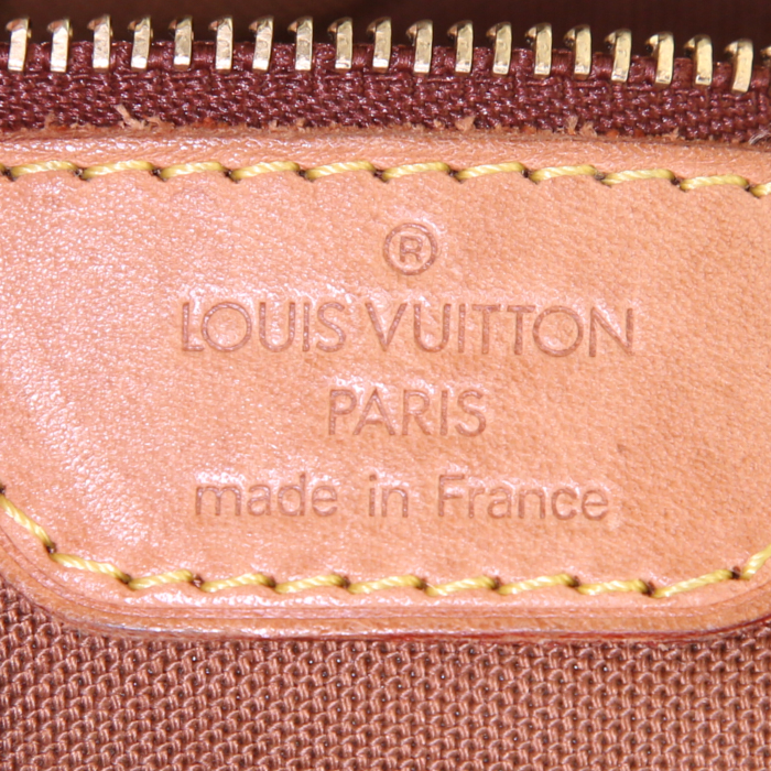 Bolso Cabás Louis Vuitton Piano en lona Monogram marrón y cuero natural - Detail D3