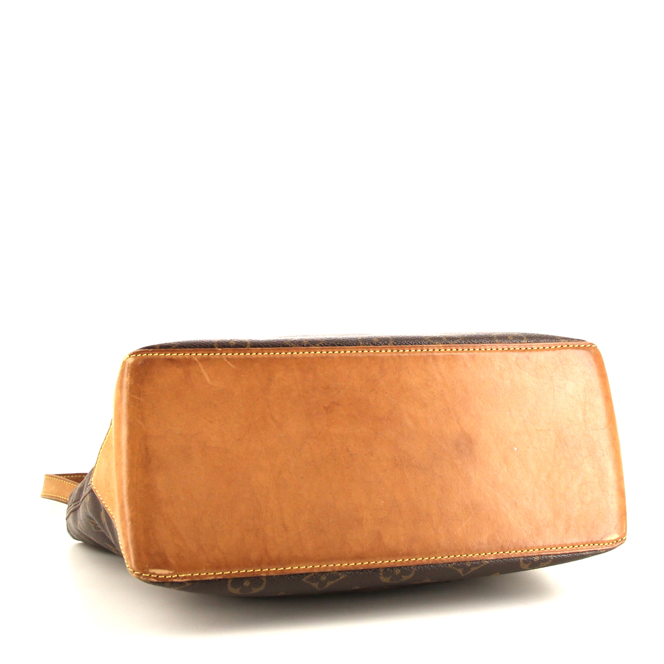 Sac cabas Louis Vuitton Piano en toile monogram marron et cuir naturel - Detail D4