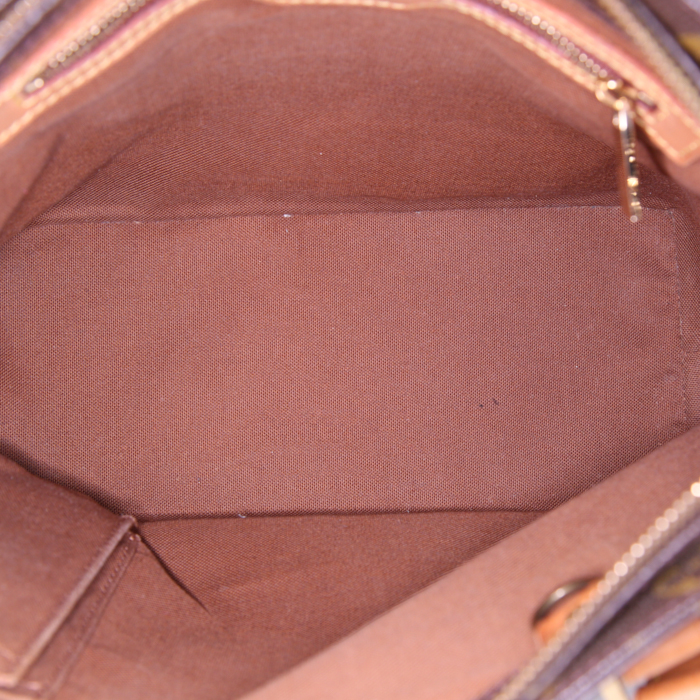 Sac cabas Louis Vuitton Piano en toile monogram marron et cuir naturel - Detail D2