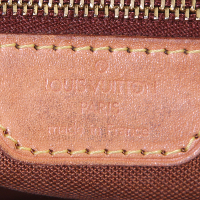 Sac cabas Louis Vuitton Piano en toile monogram marron et cuir naturel - Detail D3