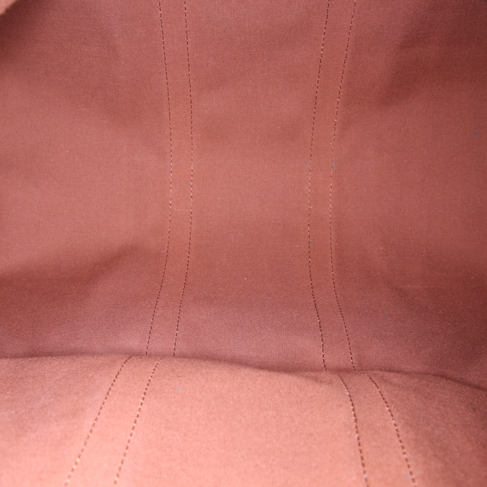 Sac de voyage Louis Vuitton Keepall 45 en toile monogram marron et cuir naturel - Detail D2