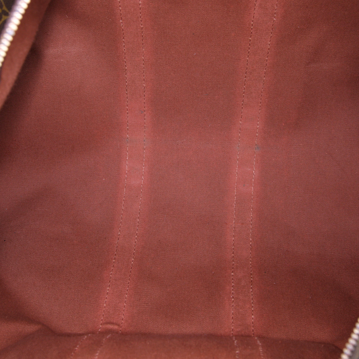 Bolsa de viaje Louis Vuitton Keepall 45 en lona Monogram marrón y cuero natural - Detail D2