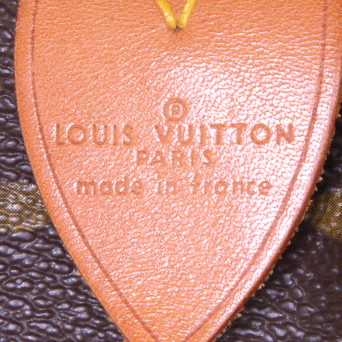 Borsa da viaggio Louis Vuitton Keepall 45 in tela monogram marrone e pelle naturale - Detail D3