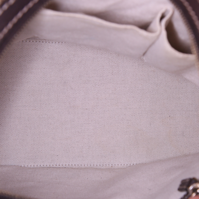 Borsa Gucci Interlocking G in tela monogram beige e pelle marrone - Detail D2