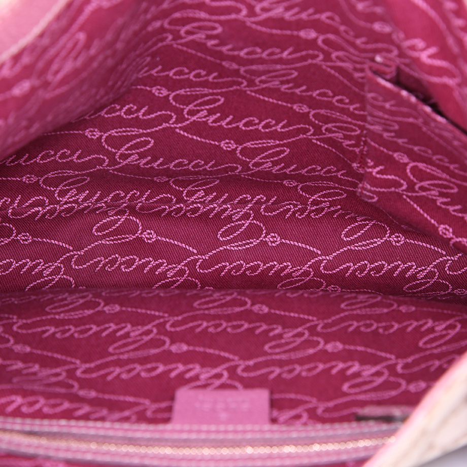 Sac à main Gucci en toile siglée beige et cuir rose - Detail D2
